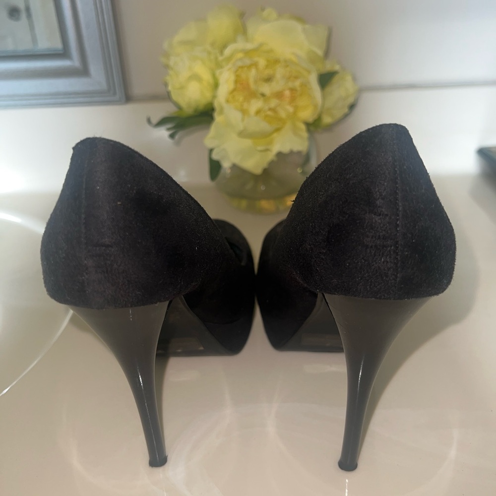 6 inch black heels with platform fairly worn